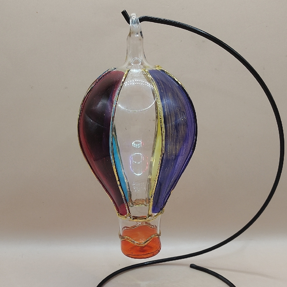 Vintage Colorful Glass Hot Air Balloon Art Piece 7"